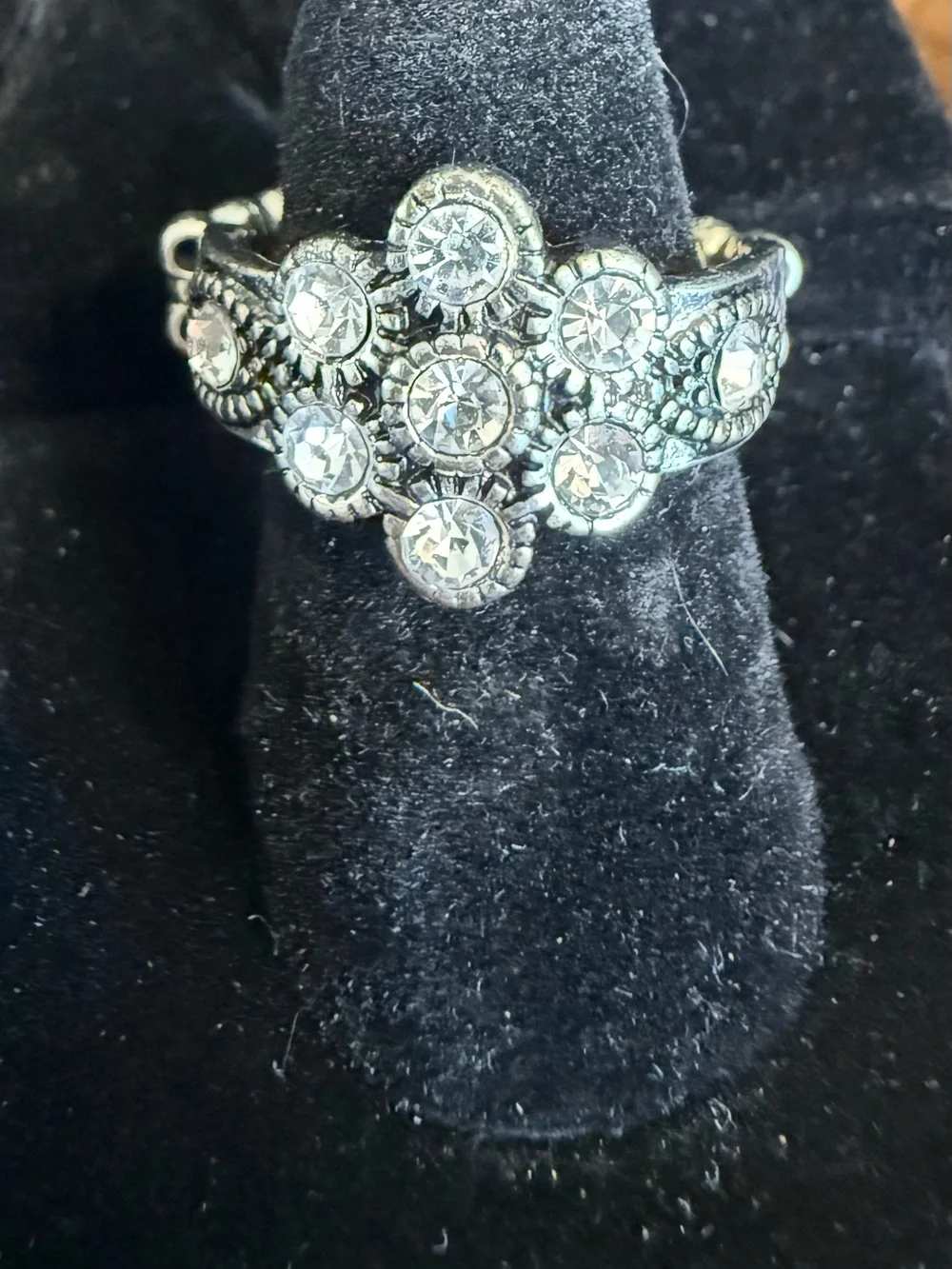 paparazzi Silver Crystal Cluster Statement Ring